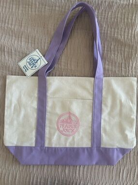 Trader Joe's Large Lavender Canvas Tote